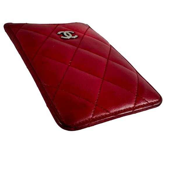 CHANEL Red Leather CC Quilted Card Holder Made in France Authenticated - Picture 4 of 12